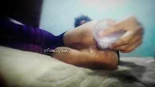Cute 19yo Femboy filling his ass with cum