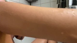 Full Body Shower Shave.. Petite Brunette, Hairy Pussy, Hairy Legs, Hairy Armpits