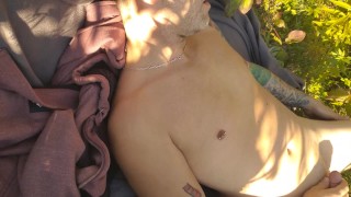 Fun by the water outdoors, with buttplug near a public trail 2