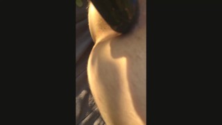 Outdoor fun in the sun with my favorite buttplug, risky, public trail near by