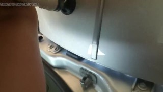 Mounted dildo ride at the car wash