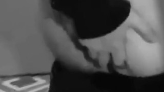 Chubby gay guy slaps his hairy fat ass.