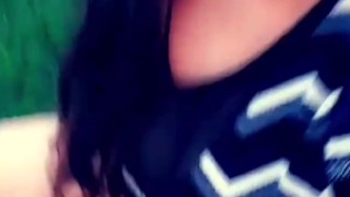 Babs' naughty outdoor pussy rub and pissing tease