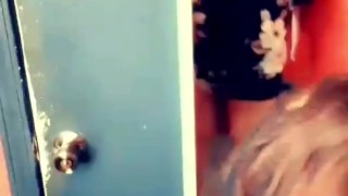 Quick teasing daddy from restaurant bathroom on a busy night