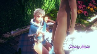 Frozen 3D Hentai - Elsa Handjob and Blowjob Cumming in her mouth