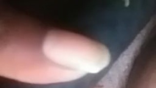 Boyfriend playing with my fat black pussy