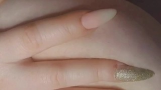 Sucking on my 36JJ natural tits to make my pussy wet for Daddy 