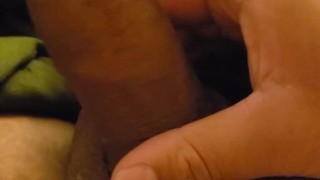 Rubbing soft cock until it gets hard