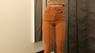 Fit Girl Try-on Haul Slim Fit Jeans, Trousers in Dressing Room 