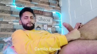 Jerking off, lots of precum, hard as rock and strong orgasm 