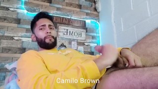 Jerking off, lots of precum, hard as rock and strong orgasm 