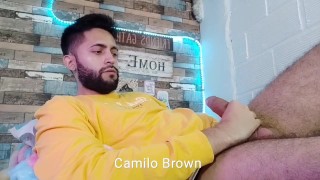 Jerking off, lots of precum, hard as rock and strong orgasm 