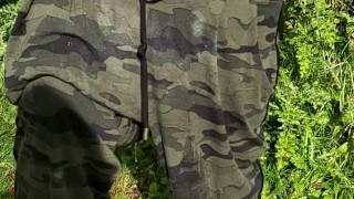 Teen girl pees herself outdoor