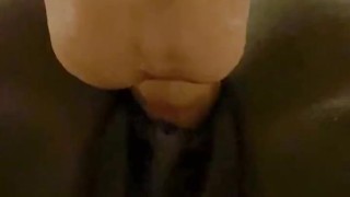 POV closeup fucking big white cock dildo