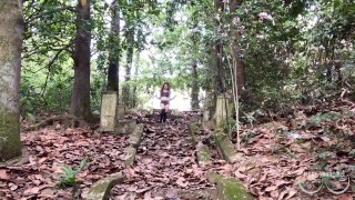 Halloween blowjob with huge cum in the public place