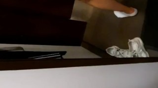 fitting rooms girl masturbate in white socks