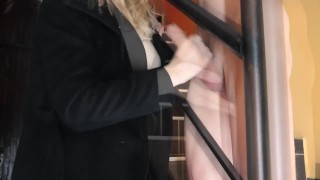 She Caught me and Started Jerking off my Cock. I came on her Tits.