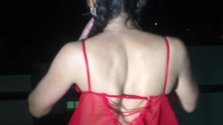 Latina twerking in Red sexy lingerie