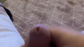 Fat guy with micropenis wanks off with explosive cumshot