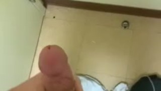 Playing with my cock in the bathroom