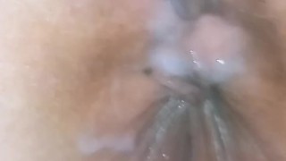 Up close to my pretty pussy~see his hot cum drip