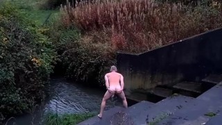 Full nude by wire swinging balls