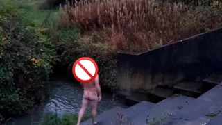 Full nude by wire swinging balls