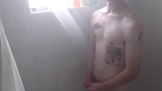Full length shower, Jack off couldn't cum :(