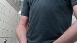 Getting my Hard Cock Out in the Men's Restroom at Work, Want Somebody to Play with It