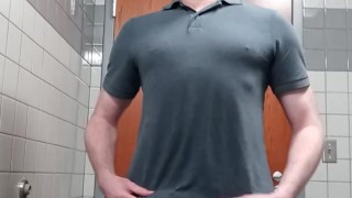 Getting my Hard Cock Out in the Men's Restroom at Work, Want Somebody to Play with It