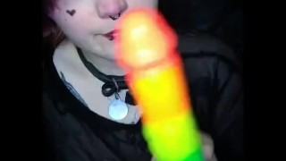 E-girl cutie gets to the end of the rainbow
