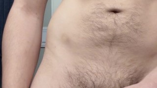 Jerking off in bathroom but roomate almost caught me haha I'll finish later today on my break at wor