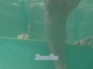 Rusalka the Russian mermaid gets horny in the pool and poolside