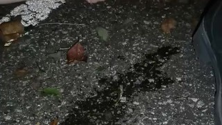 Girl has to pee while trick or treating