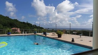 Sexy Mama Strip Tease Skiny Dip in the Caribean (new phat house, pool teaser)