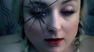 Chubby girl has quick intense orgasm for Halloween 