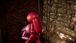 Among Us Threesome - Pink Stuck in Wall (futa, japanese)