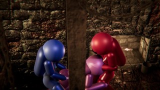Among Us Threesome - Pink Stuck in Wall (futa, japanese)