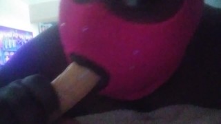 Sucking my big vanilla DILDO