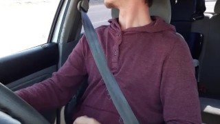 Huge Cock needed to cum while driving, I couldnt wait public