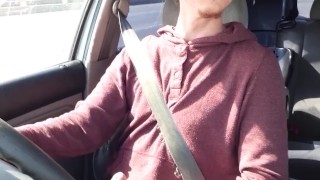 Huge Cock needed to cum while driving, I couldnt wait public