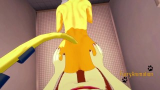 Furry Yaoi Hentai 3D Yiff - Egyptian cat is fucked by a dog in toilet