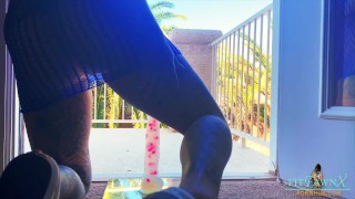 Sexy Tattooed Girl rides a Big Dildo ( dirty talk), double dildo teaser - Fitfawnx