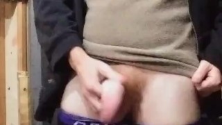 Jacking off, almost caught by maintenance man