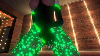 Bunny Girl in Green Black Latex Suit Strips Bottom and Face Rides POV Lap Dance