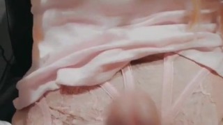 Blonde Sissy In Black Lingerie Fucks Her Asshole Deep Popping Dildo In And Out 