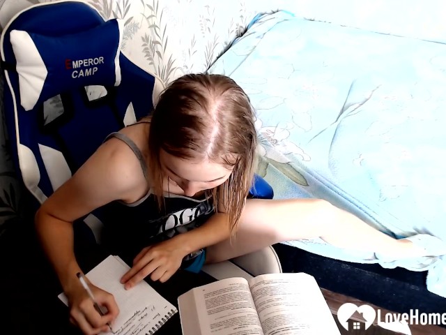 While This Gaming Girl Was Reading Some Books, She Stripped Naked and Pleasured Her Coochie 