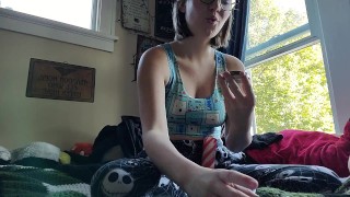Early morning pj smoke session and masturbation 