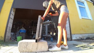 DIY Floating Table 3.1 - Welding 4k HD Teaser - downblouse and nip slip (Music)