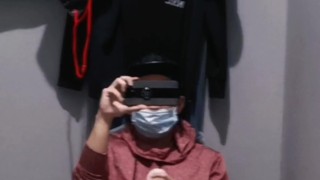 Asian guy risky masturbate in the mall fitting room 商场试衣间玩飞机杯
